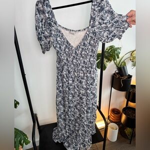 Floral Black and White Women's Dress
